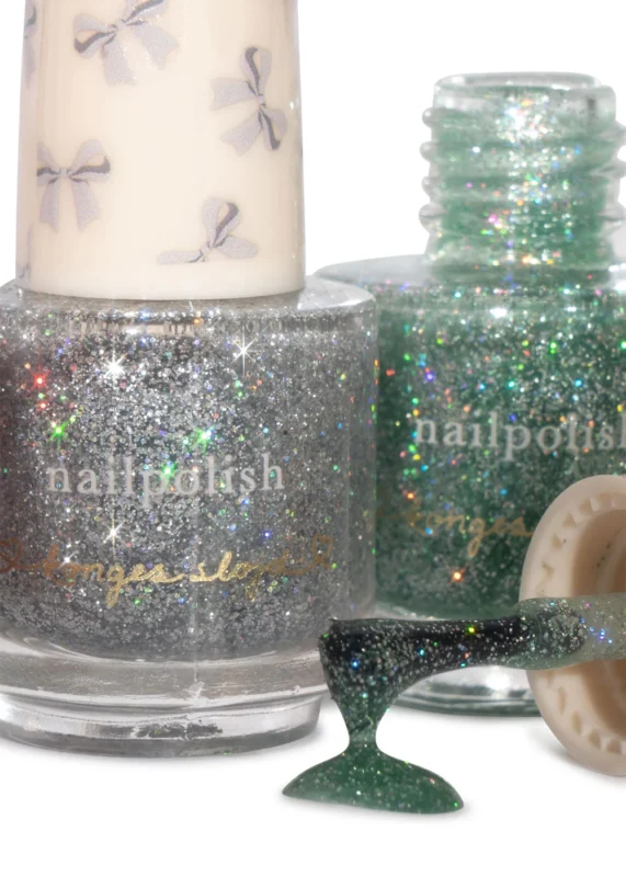 3-piece kids glitter peel-off nail polish set by Konges Sløjd