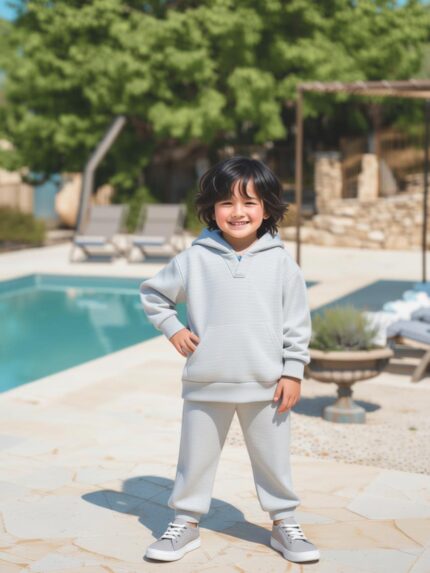 Boys' grey heather joggers with drawcord waist, side pockets and ribbed ankle cuffs